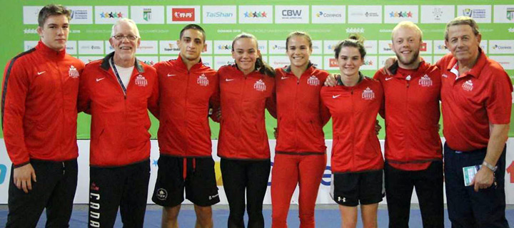 The Stinger athletes and coaches pose for a photo while in Brazil.