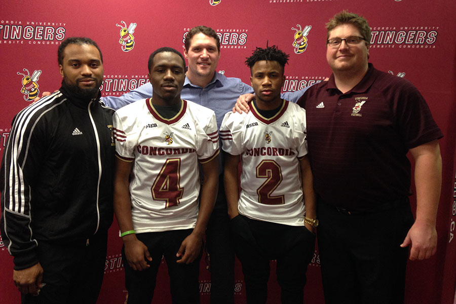 Coaches Nathan Taylor, Mickey Donovan and Matt Connell with Justin Julien (DB) and Justin Julien (Rec)