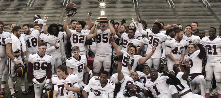 Stingers raise the Shaughnessy Cup after defeating McGill.