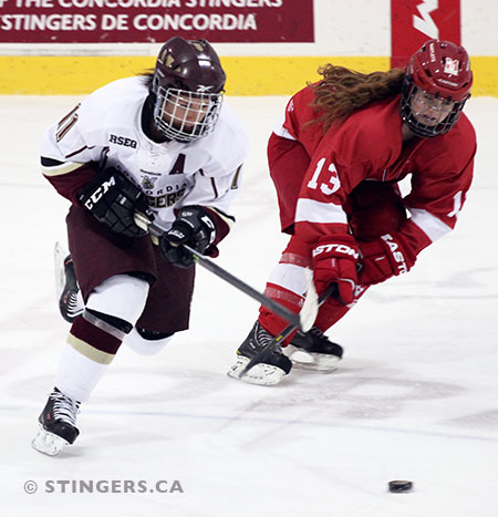 Concordia Stingers vs. McGill Martlets in women's hockey action