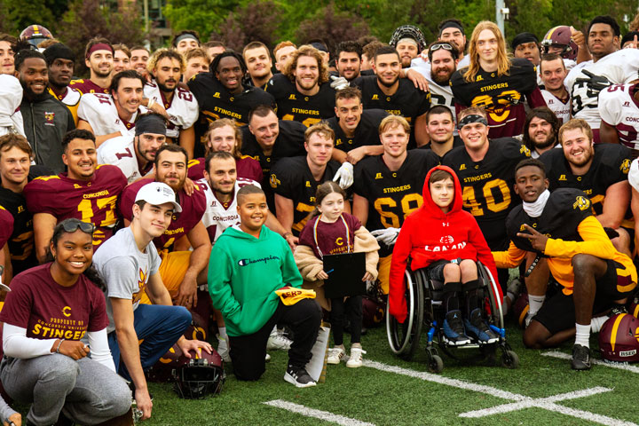 The Stingers and the Shriners patients got to know each other at practice last week.