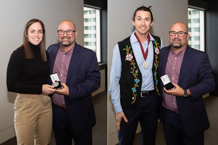 Director D'Arcy Ryan presented Roxanne Galarneau and James Lavallée with their medals.