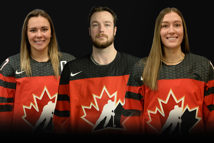 From left, Fecteau, Hylland and Bégin-Cyr have been big contributors with Team Canada.