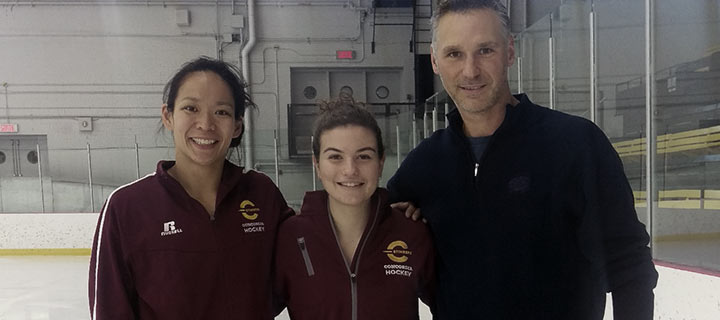 Alexandra Nikolidakis with coaches Julie Chu and Mike McGrath
