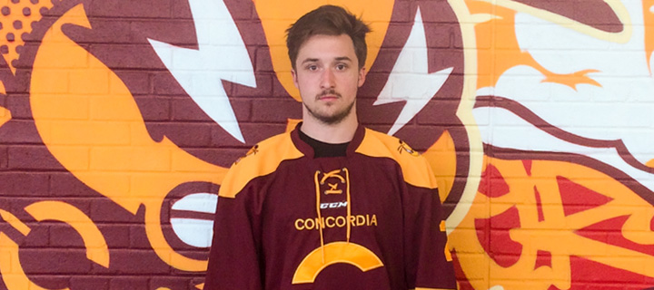 Defenceman Carl Neill tries on the Stingers' colours.